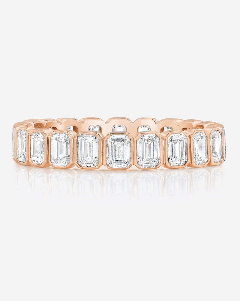 Bridal Wedding Bands 14k Rose Gold / 3.25 Mini Emerald Bezel Eternity Band