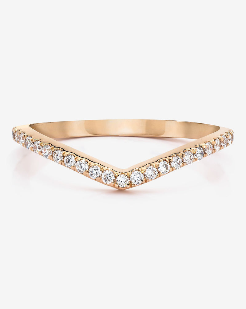 Bridal Wedding Bands 14K Rose Gold Curved Diamond Band