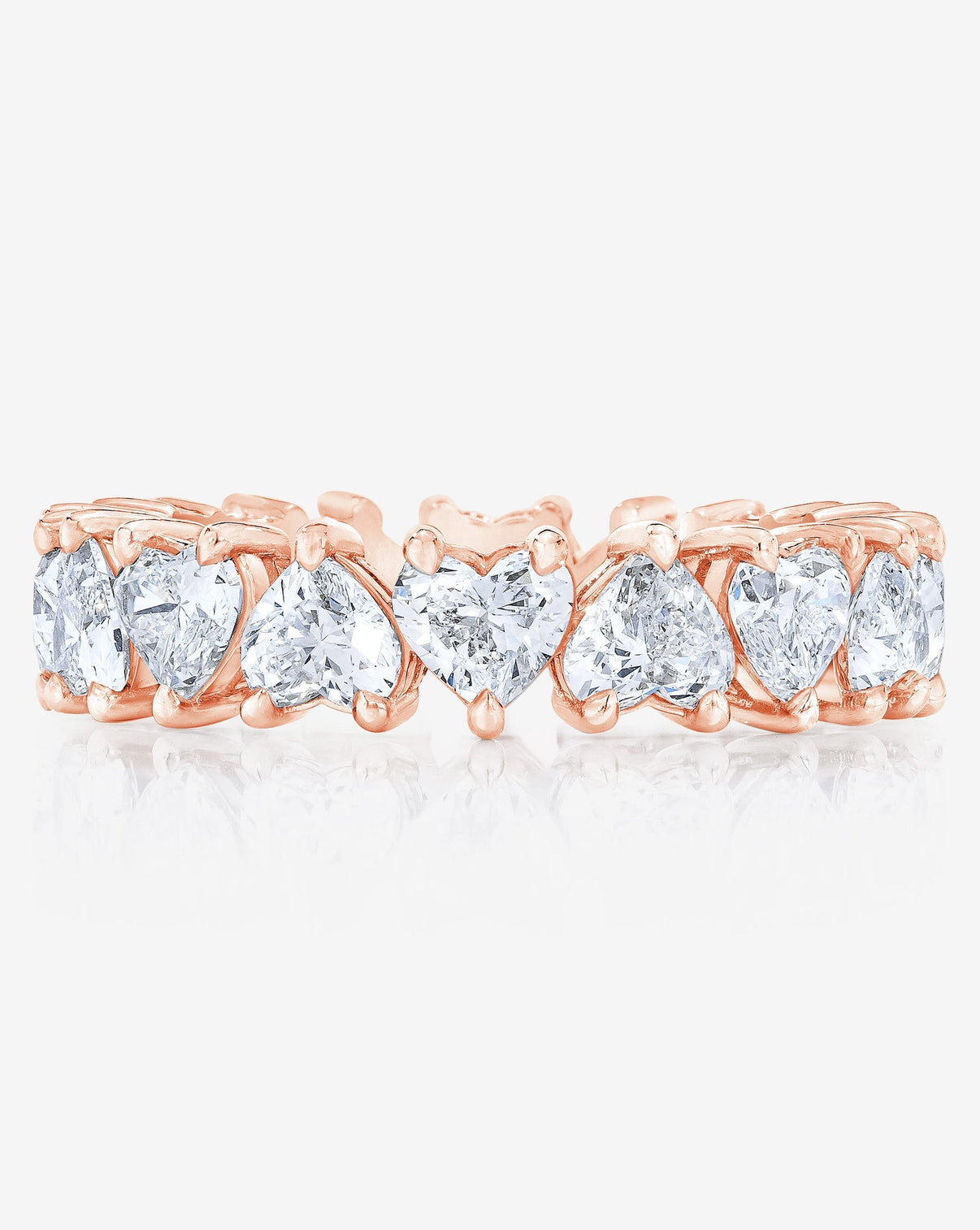 Bridal Wedding Bands 14K Rose Gold Heart Shaped Eternity Band