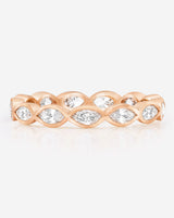 Bridal Wedding Bands 14k Rose Gold / 3 Mini Marquise Bezel Eternity Band