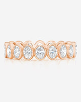 Bridal Wedding Bands 14k Rose Gold / 3 Mini Oval Bezel Eternity Band