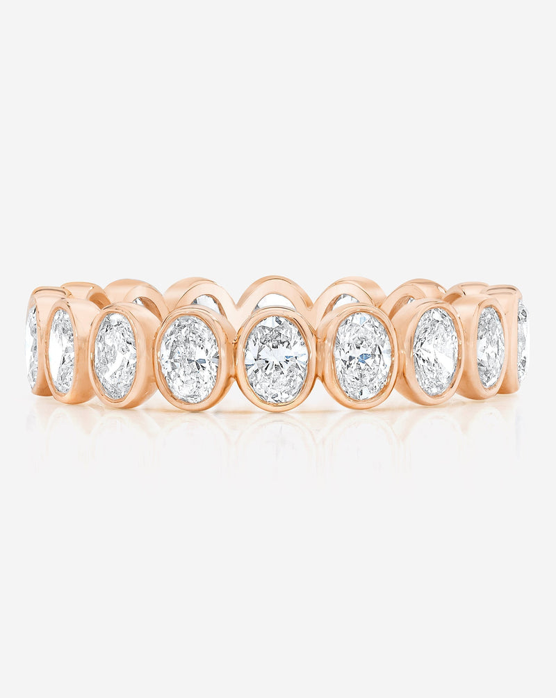 Bridal Wedding Bands 14k Rose Gold / 3 Mini Oval Bezel Eternity Band