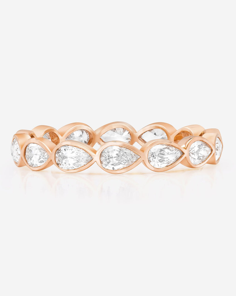 Bridal Wedding Bands 14k Rose Gold / 3 Mini Pear Bezel Eternity Band