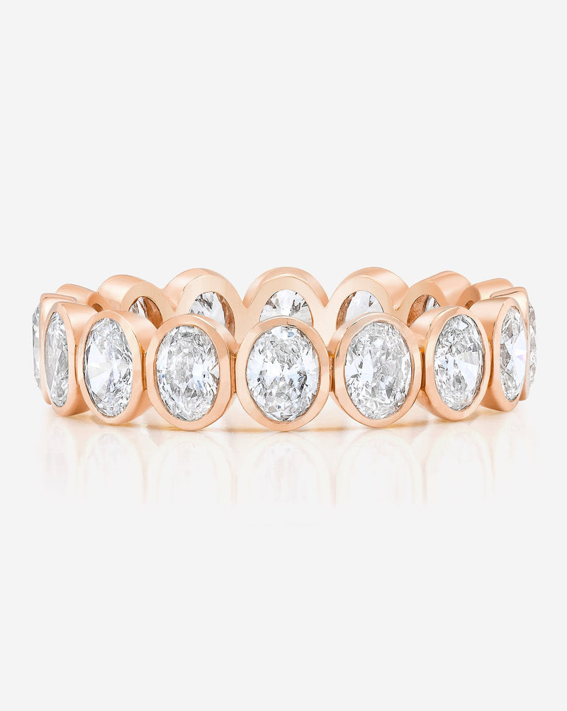 Bridal Wedding Bands 14k Rose Gold Petite Oval Bezel Eternity Band
