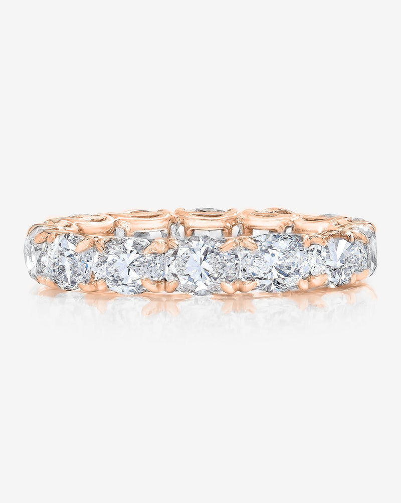 Bridal Wedding Bands 14k Rose Gold / 3 Sideways Oval Eternity Band