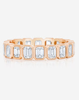Bridal Wedding Bands 14k Rose Gold / 3 Petite Emerald Bezel Eternity Band
