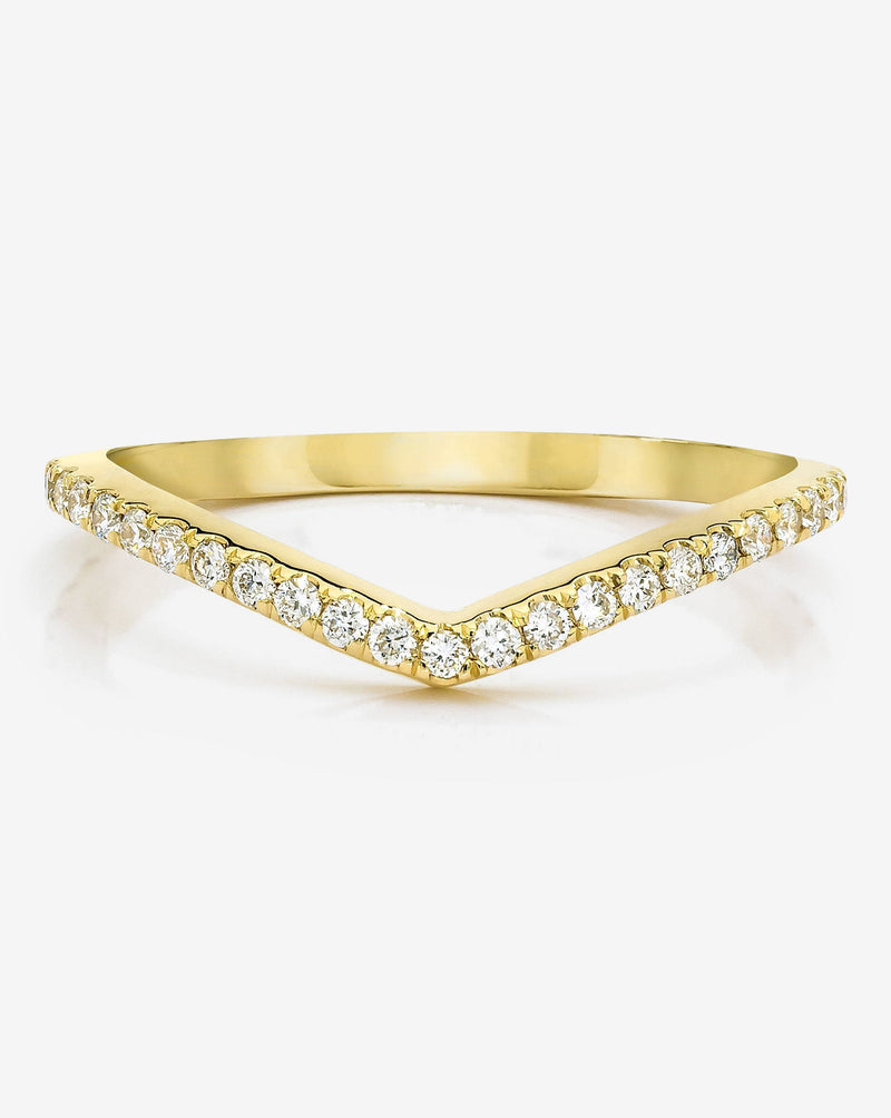 Bridal Wedding Bands 14k Yellow Gold Curved Diamond Band