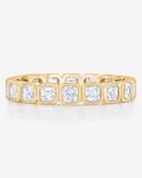 Bridal Wedding Bands 14k Yellow Gold / 3 Mini Asscher Bezel Eternity Band