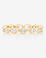 Bridal Wedding Bands 14k Yellow Gold / 3 Mini Marquise Bezel Eternity Band