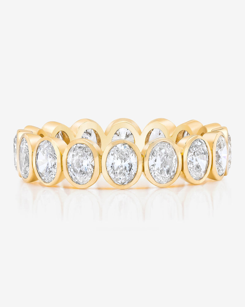Bridal Wedding Bands 14k Yellow Gold / 3 Mini Oval Bezel Eternity Band