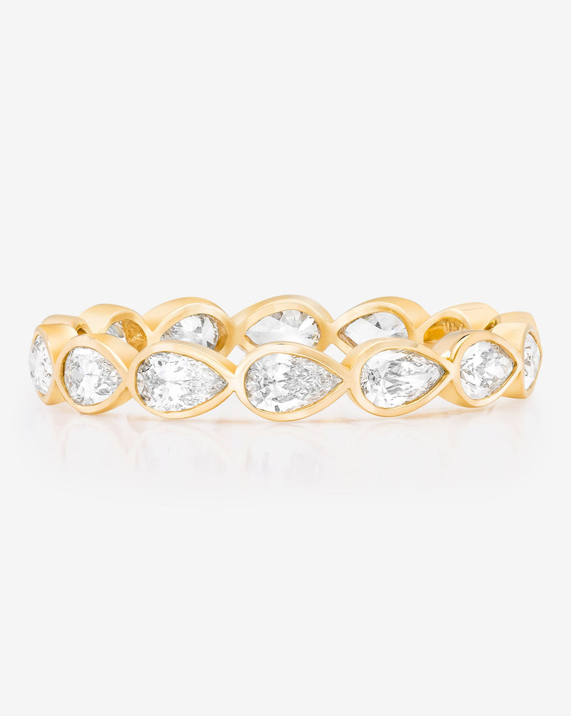 Bridal Wedding Bands 14k Yellow Gold / 3 Mini Pear Bezel Eternity Band