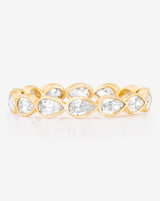 Bridal Wedding Bands 14k Yellow Gold / 3 Mini Pear Bezel Eternity Band
