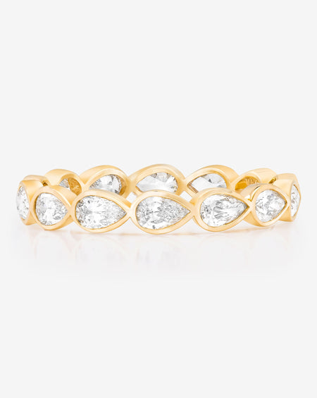 Lab Diamond Sideways Pear Bezel Eternity Band