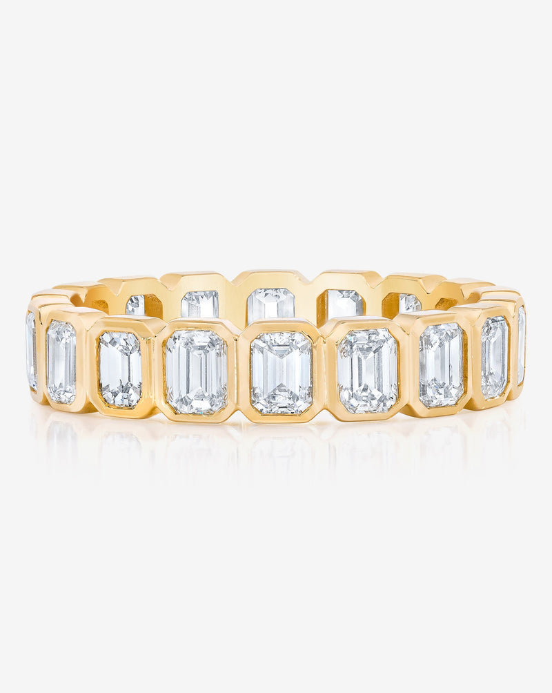 Bridal Wedding Bands 14k Yellow Gold / 3 Petite Emerald Bezel Eternity Band