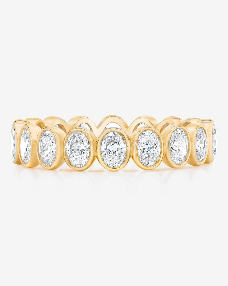Bridal Wedding Bands 14k Yellow Gold Petite Oval Bezel Eternity Band
