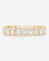 Bridal Wedding Bands 14k Yellow Gold / 4 Mini Emerald Bezel Eternity Band