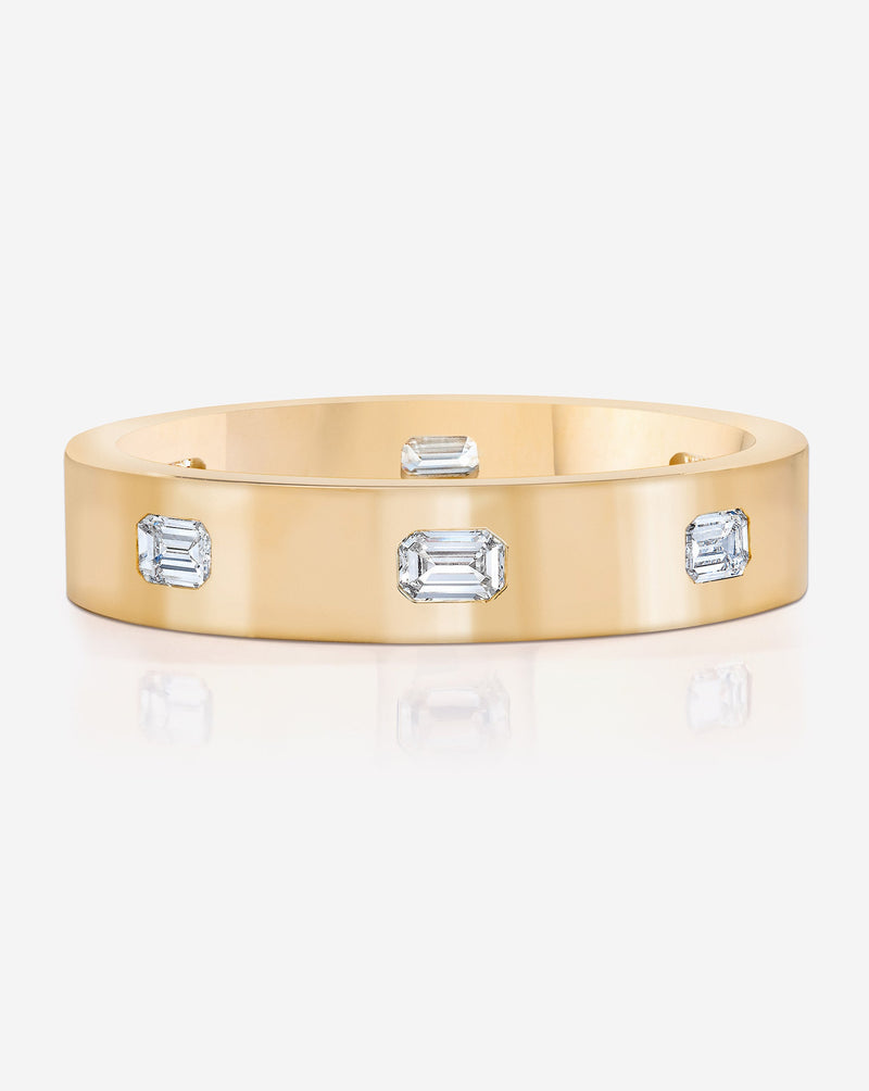Bridal Wedding Bands 14k Yellow Gold / 6.5 5 mm Emerald Luxe Inlay Wedding Band