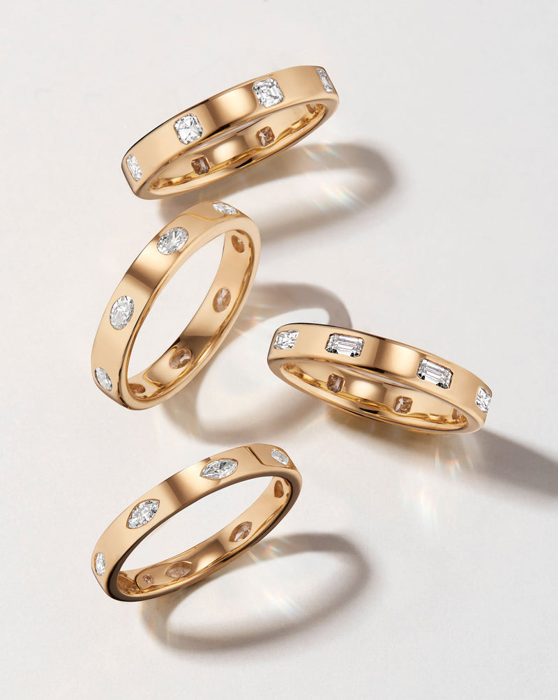 Bridal Wedding Bands Asscher Luxe Inlay Eternity Band