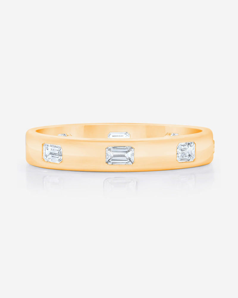 Bridal Wedding Bands Emerald Inlay Eternity Band flat lay image