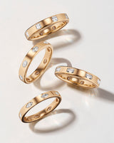 Bridal Wedding Bands Emerald Luxe Inlay Eternity Band detail shot of all inlay shapes with great lighting