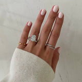 Bridal Wedding Bands Heart Bezel Eternity Band - paired with oval engagement ring and 2 fine jewelry rings