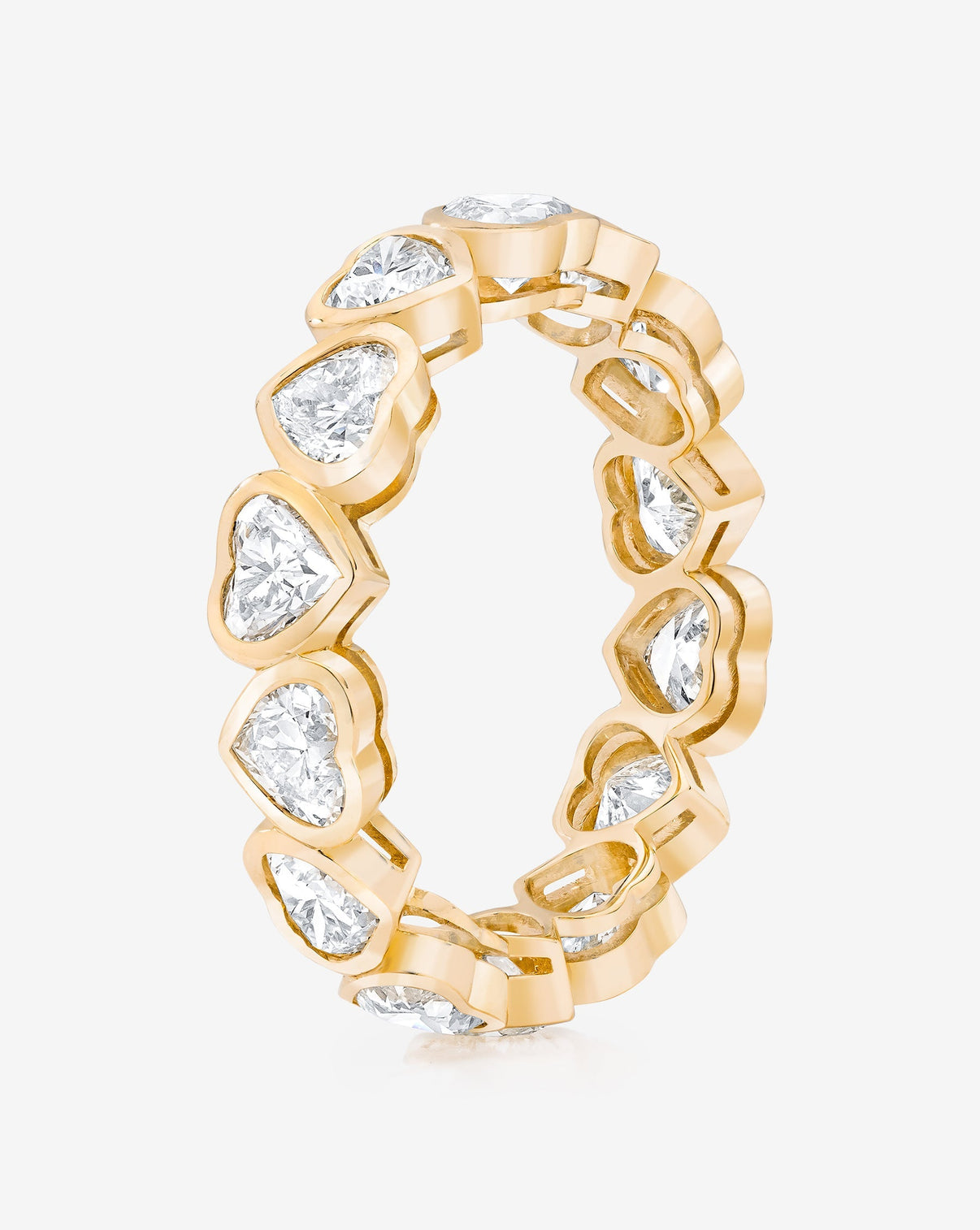 Heart Bezel Eternity Band 14K Yellow Gold - side view