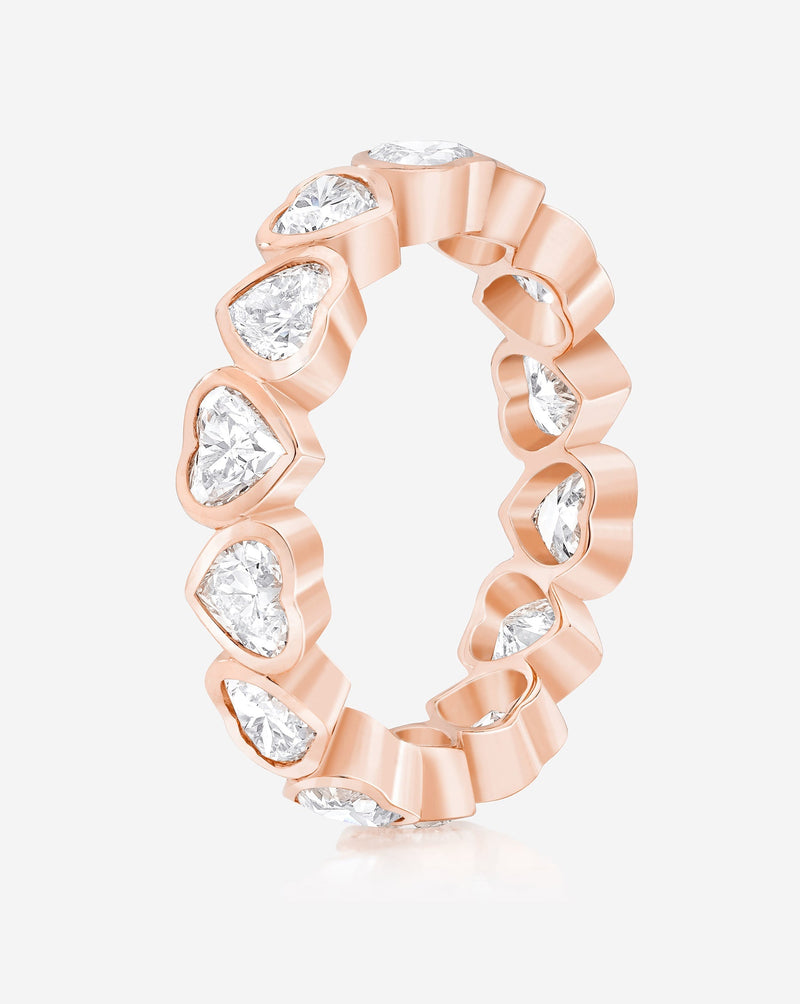 Bridal Wedding Bands Heart Bezel Eternity Band rose gold side view