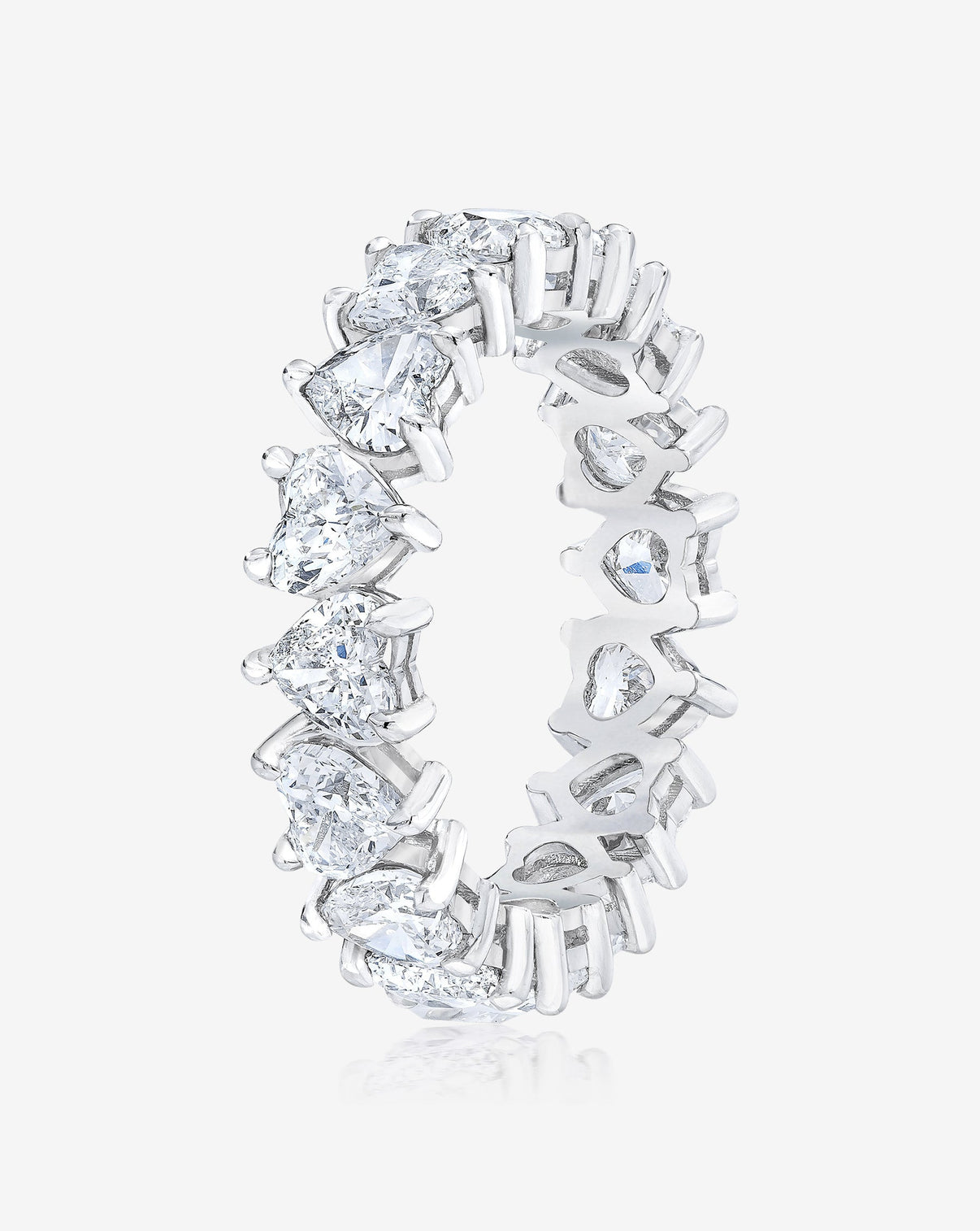 Bridal Wedding Bands Platinum Heart Shaped Eternity Band - side view