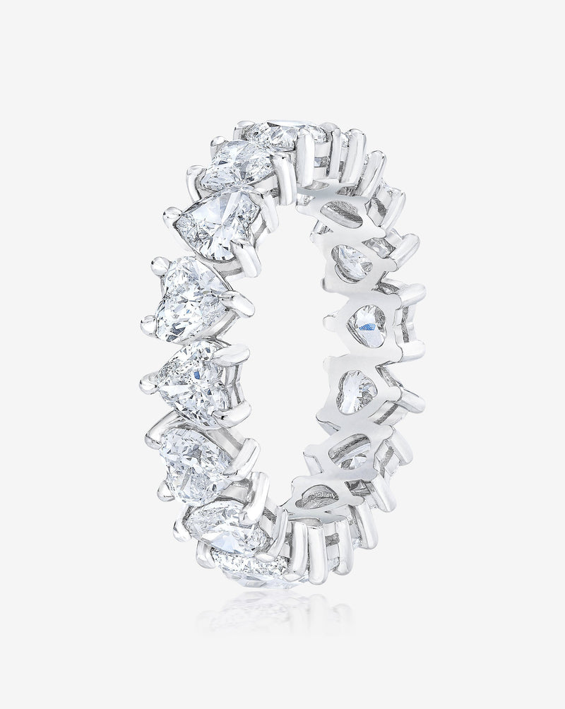 Bridal Wedding Bands Platinum Heart Shaped Eternity Band - side view