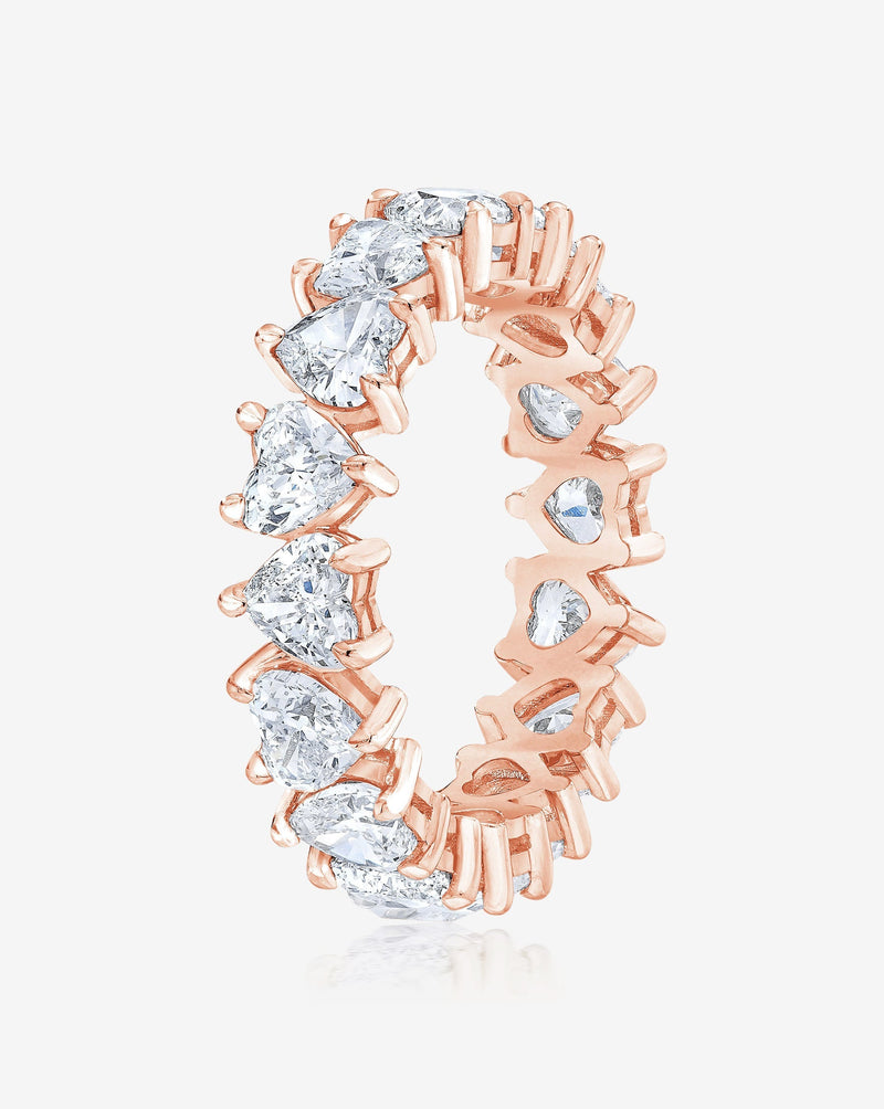Bridal Wedding Bands Heart Shaped Eternity Band - rose gold side view