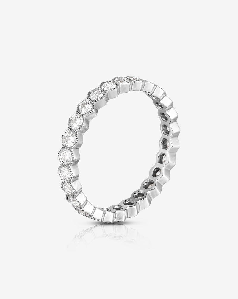Bridal Wedding Bands Platinum Hexagon Eternity Band side view