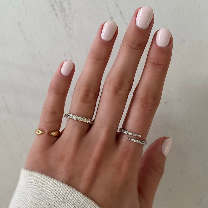 Bridal Wedding Bands Mini Asscher Bezel Eternity Band