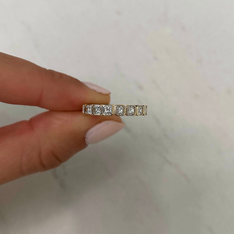 Bridal Wedding Bands Mini Asscher Bezel Eternity Band