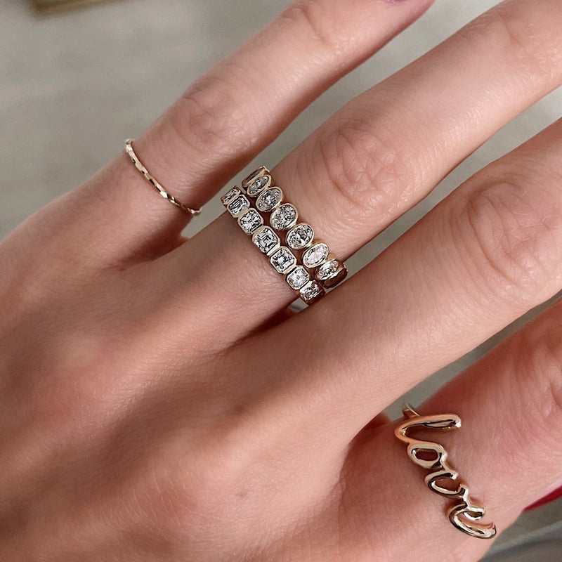 Bridal Wedding Bands Mini Asscher Bezel Eternity Band