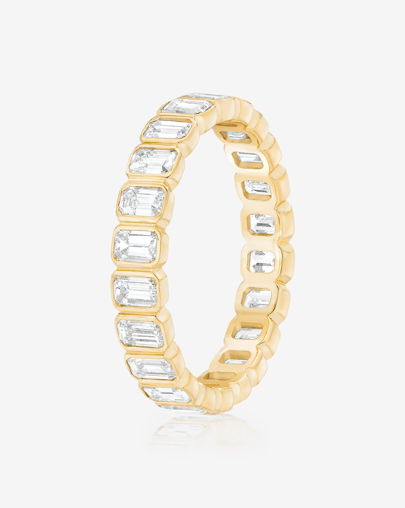 Bridal Wedding Bands Mini Emerald Bezel Eternity Band side view