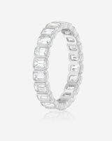 Bridal Wedding Bands Mini Emerald Bezel Eternity Band platinum side view
