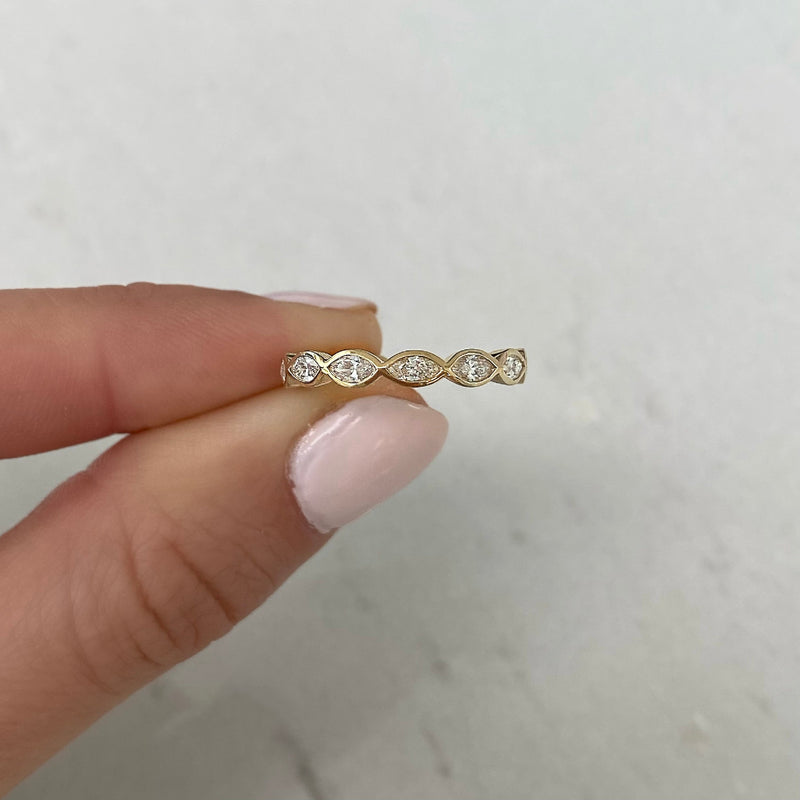 Bridal Wedding Bands Mini Marquise Bezel Eternity Band