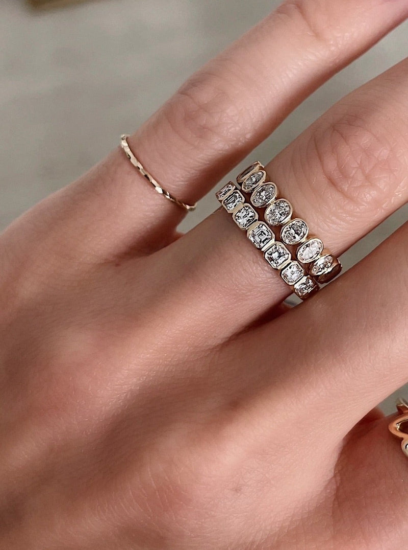 Bridal Wedding Bands Mini Oval Bezel Eternity Band