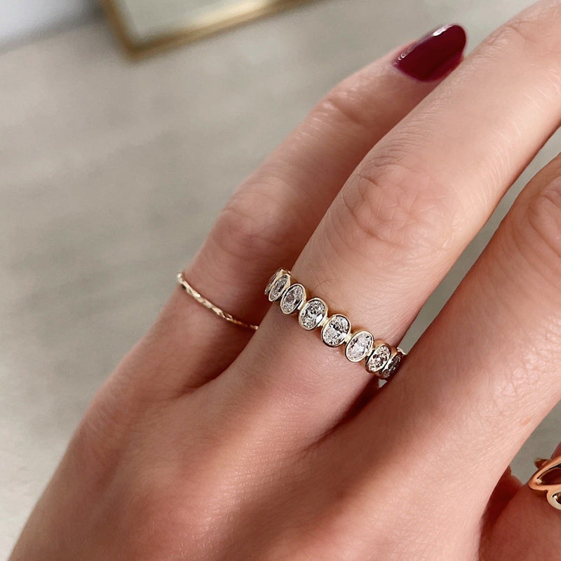 Bridal Wedding Bands Mini Oval Bezel Eternity Band