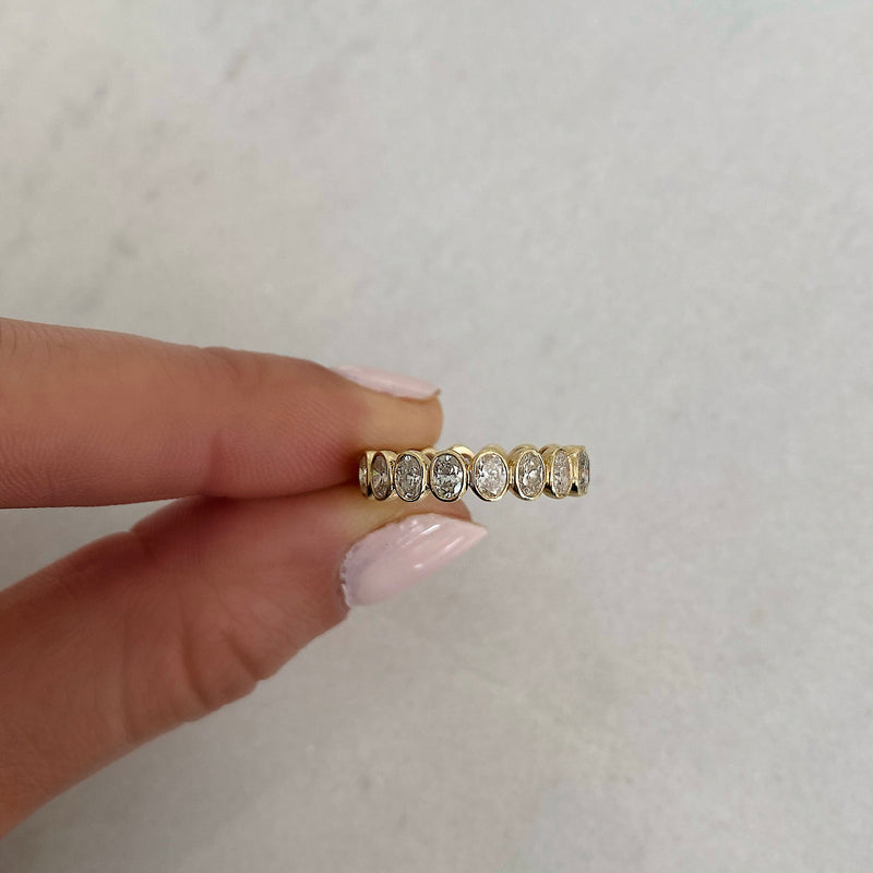 Bridal Wedding Bands Mini Oval Bezel Eternity Band