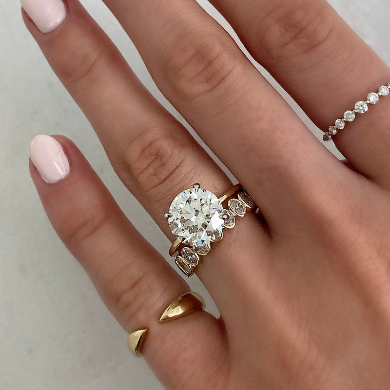 Bridal Wedding Bands Mini Oval Bezel Eternity Band