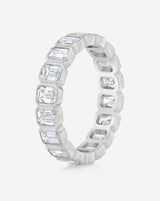 Petite Emerald Bezel Eternity Band - Platinum