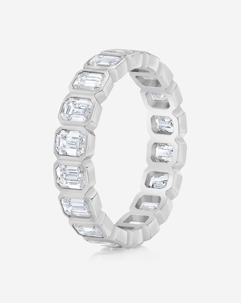 Petite Emerald Bezel Eternity Band - Platinum