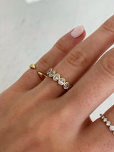 Bridal Wedding Bands Petite Oval Bezel Eternity Band on model