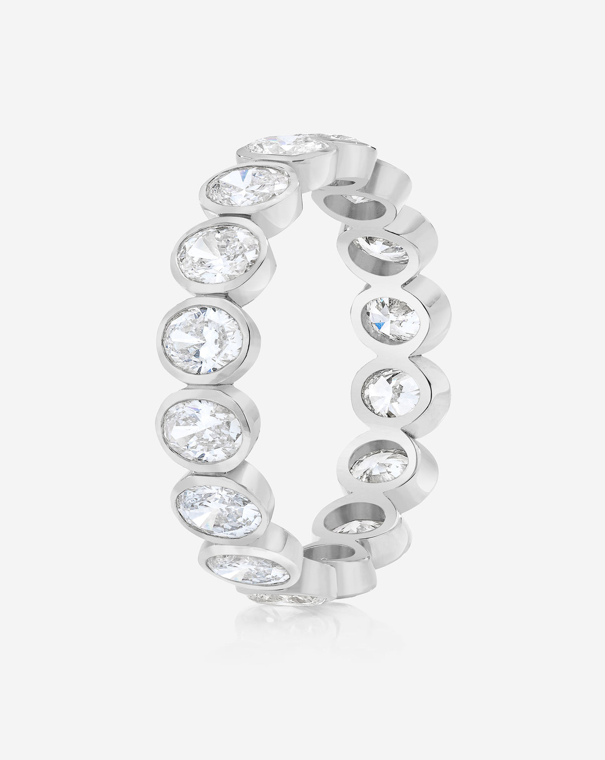 Bridal Wedding Bands Platinum Petite Oval Bezel Eternity Band side view