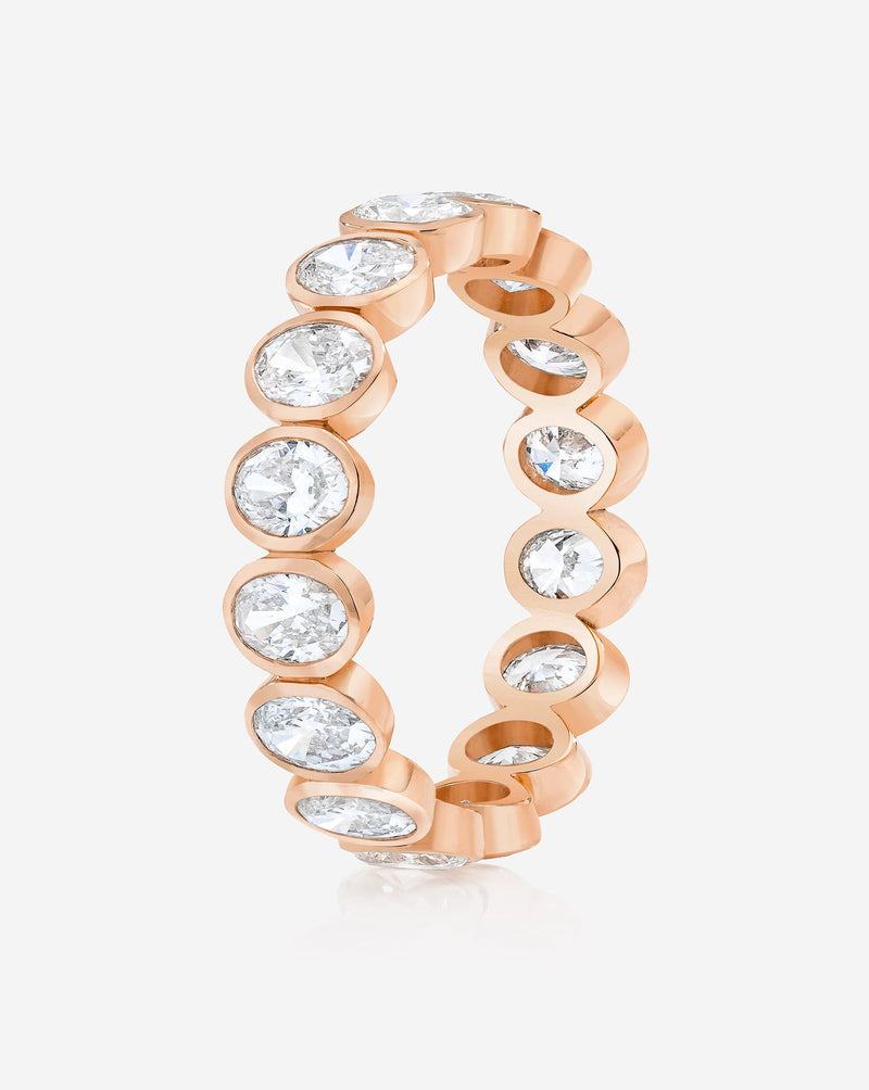 Bridal Wedding Bands Petite Oval Bezel Eternity Band rose gold side view