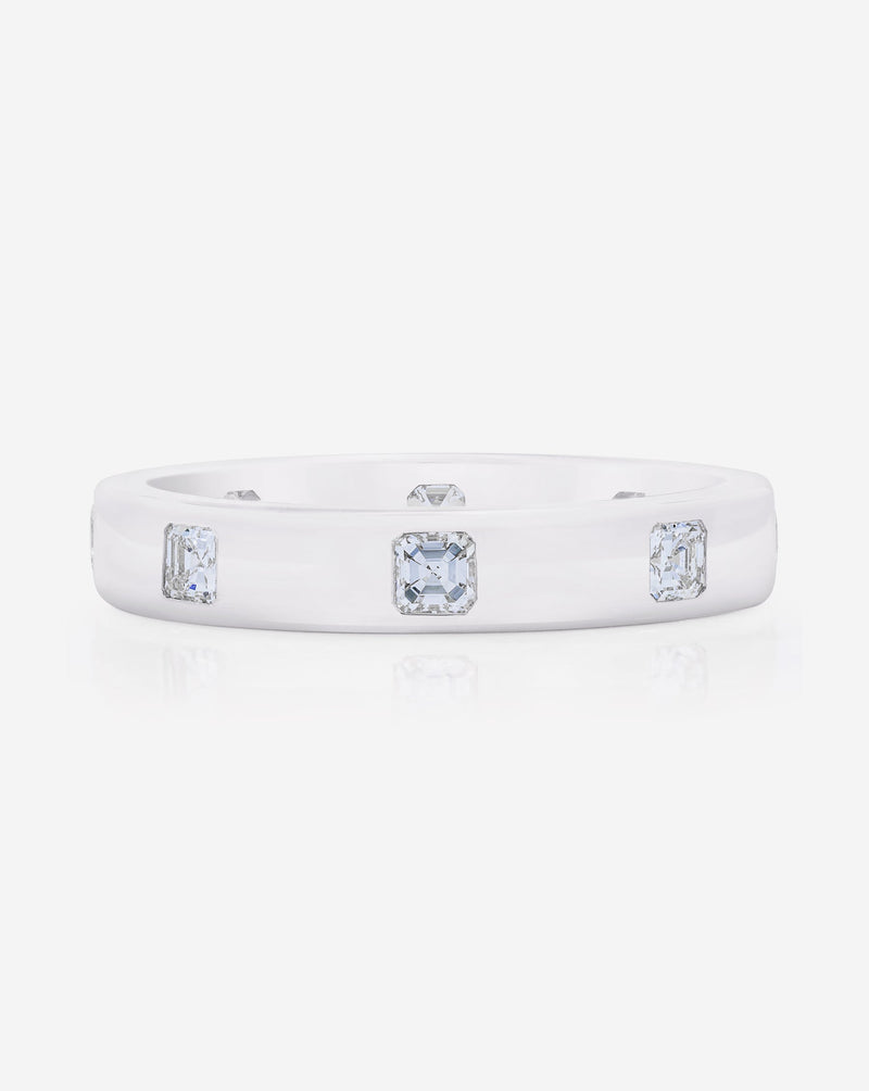 Bridal Wedding Bands Platinum / 3 Asscher Inlay Eternity Band