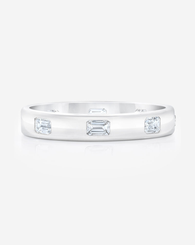 Bridal Wedding Bands Platinum / 3 Emerald Luxe Inlay Eternity Band flat lay image