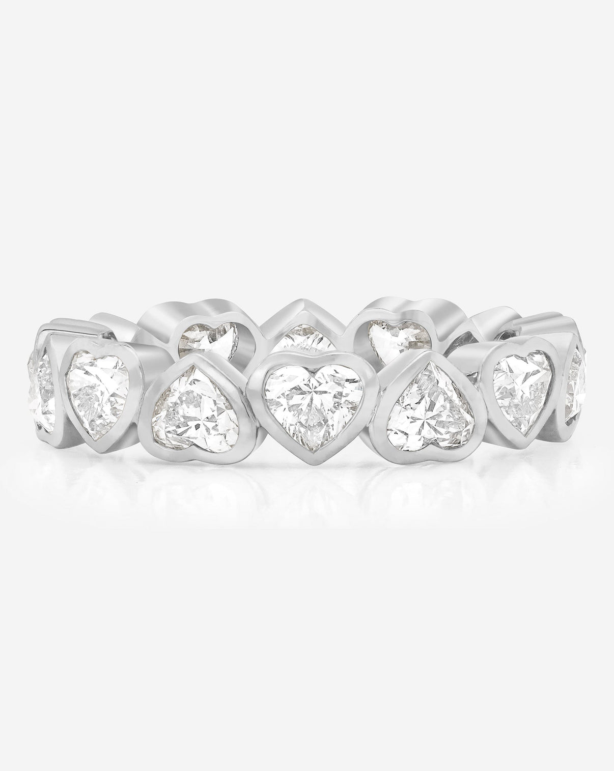 Bridal Wedding Bands Platinum / 3 Heart Bezel Eternity Band
