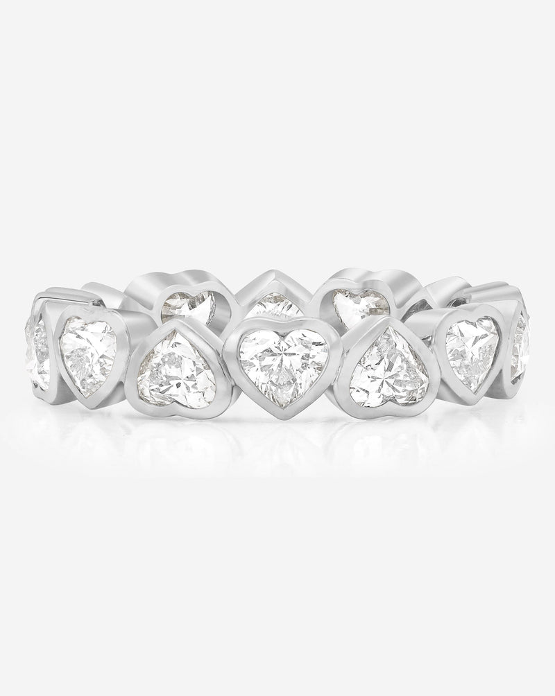 Bridal Wedding Bands Platinum / 3 Heart Bezel Eternity Band